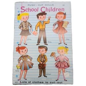 ORIGINAL VINTAGE 1975 SCHOOL CHILDREN Push-out Dolls [120]